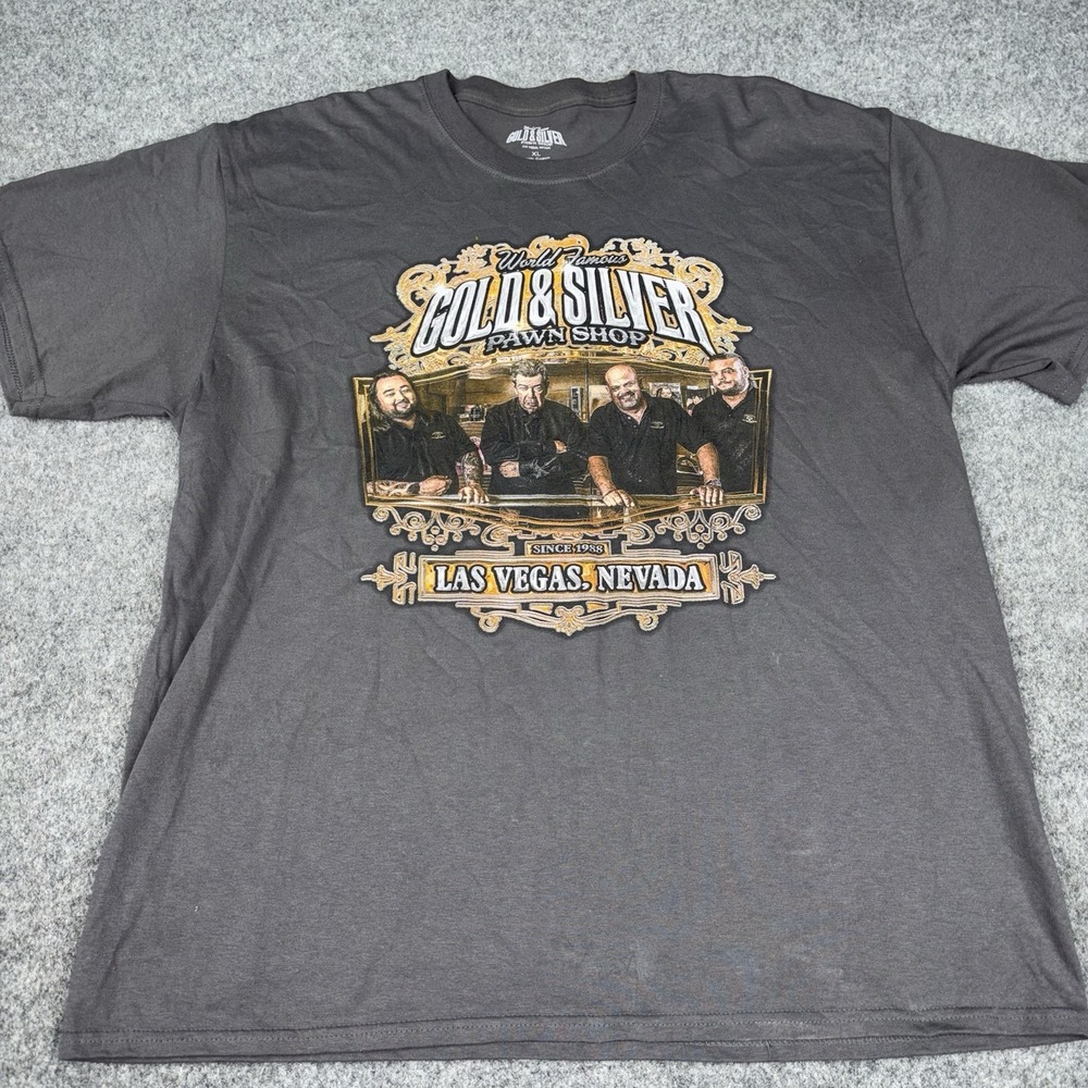 Pawn Stars Shirt Mens Xl Short Sleeve Graphic Tee Gray Gold & Silver Pawn Shop